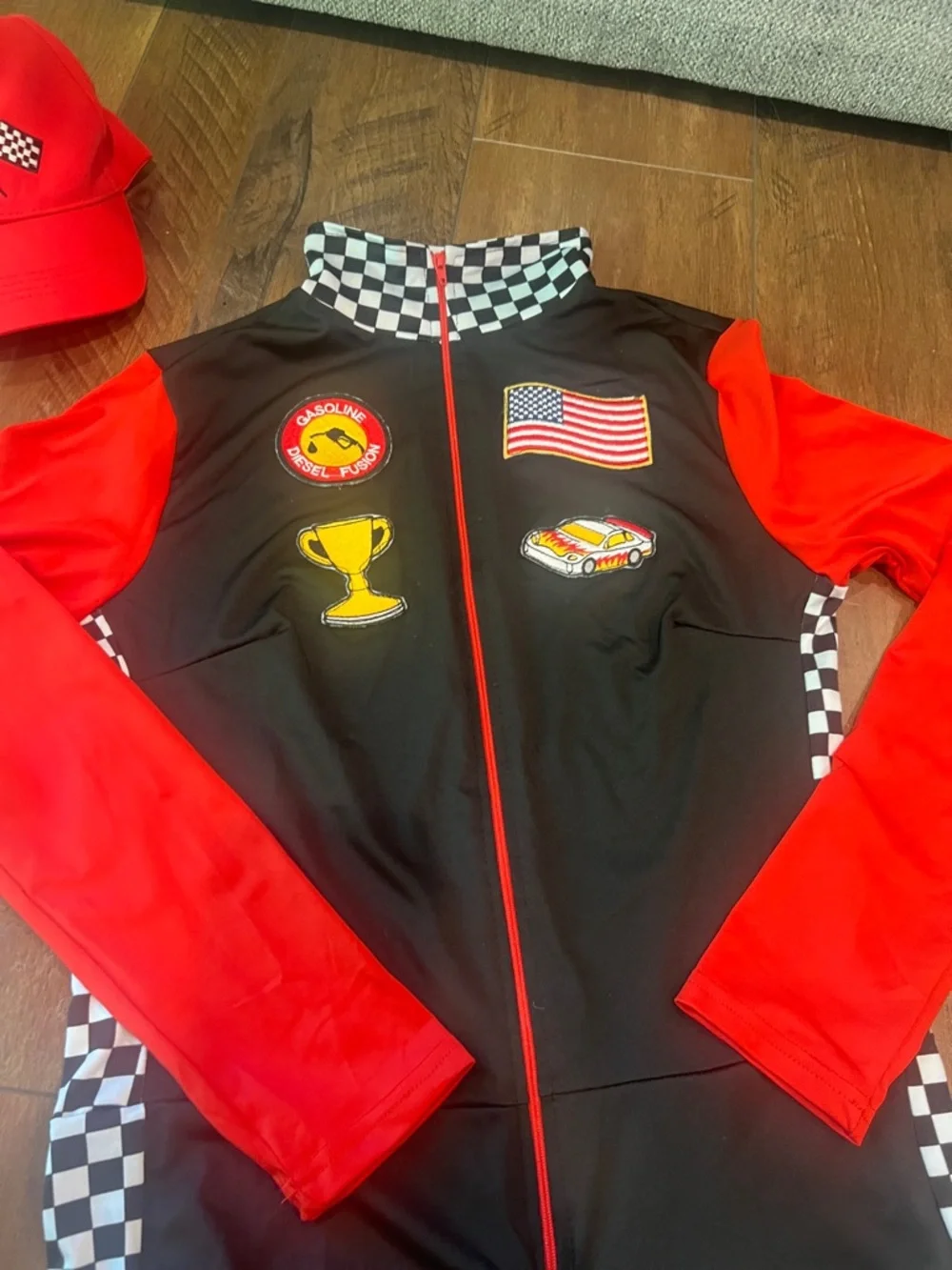 Spirit Women's Black and Red Checkered Race Car Driver Costume - Picture 6 of 7